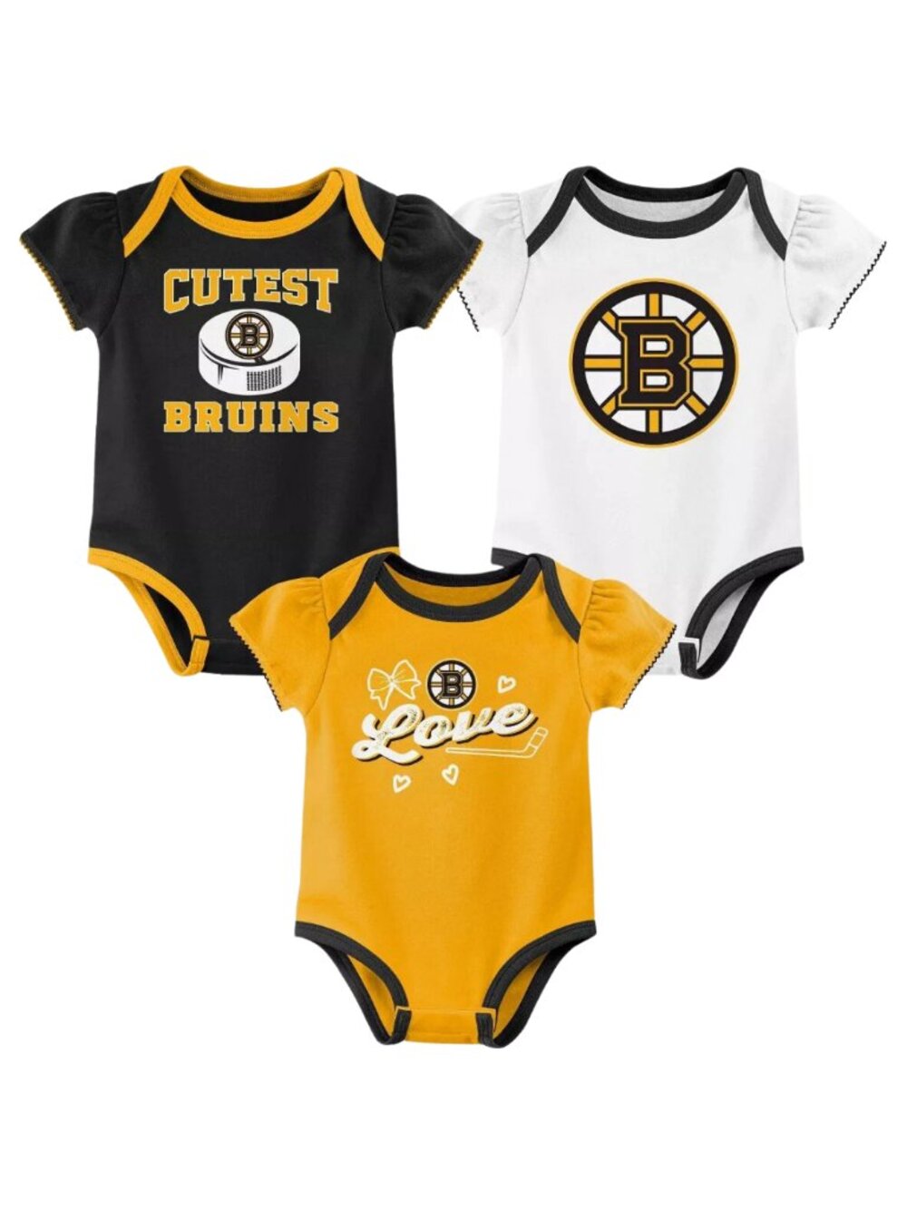 NWT NHL Boston Bruins baby Girls' 3pk Bodysuits - 18M